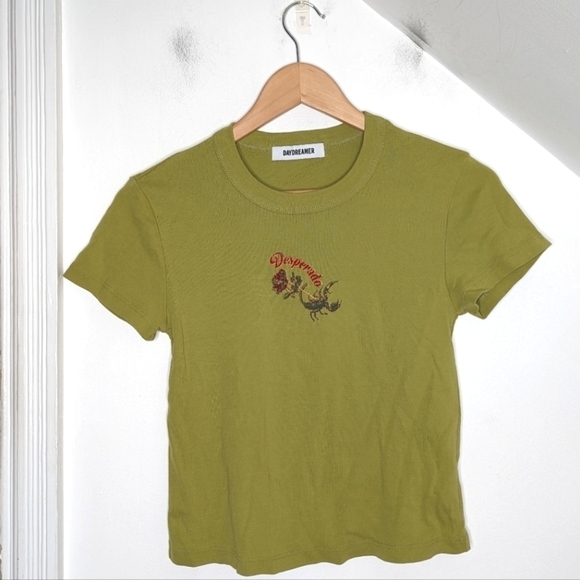 DAYDREAMER Desperado Graphic Shrunken Tee Green NEW Size XS - Picture 1 of 7